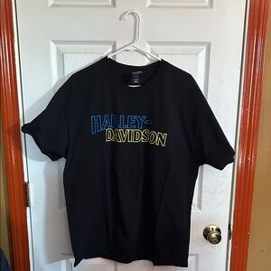 Harley Davidson XL T-Shirt Shortsleeve Back Blue Yellow United We Ride